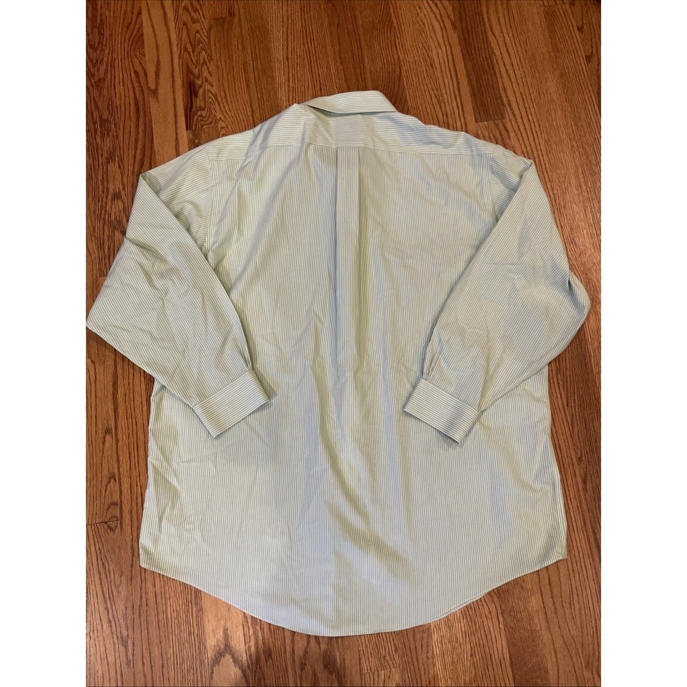 Brooks Brothers Men's Classic Fit Button Up Supima Cotton Green Striped 17.5 33 - Picture 3 of 6